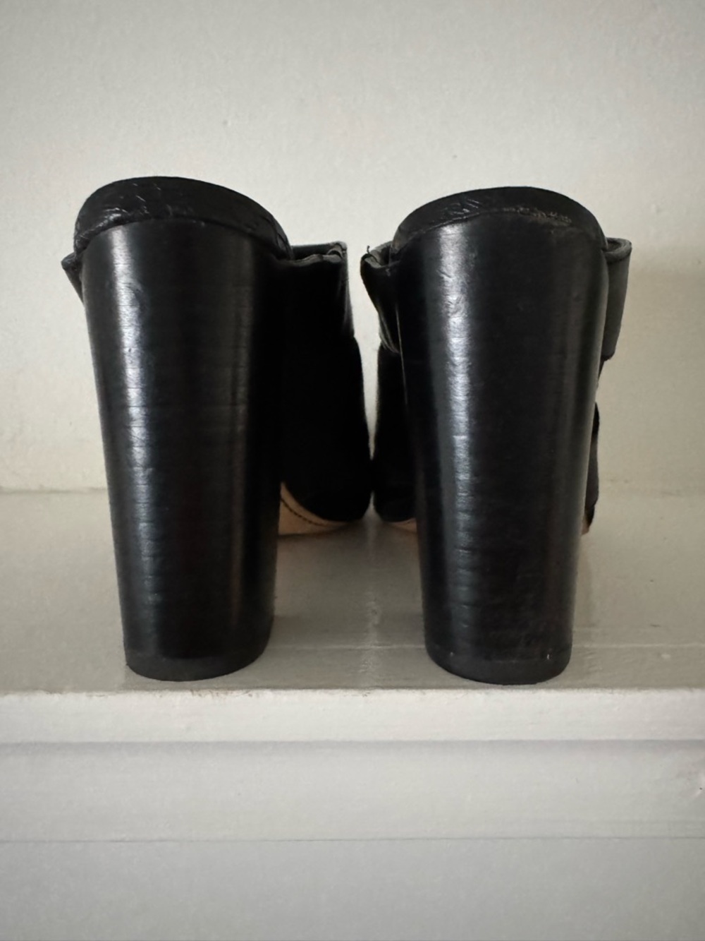 Circus by Sam Edelman Black Leather Open-Toe Block Heel Mules - Picture 7 of 8